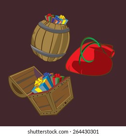Gift Collection in different containers on holiday