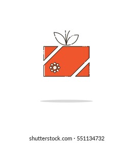 Gift color thin doted line icon. Mbe minimalism style
