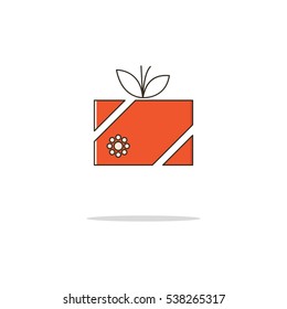 Gift color thin line icon.Vector illustration