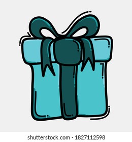 Gift color vector icon. Drawing sketch illustration hand drawn line.