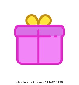 Gift colored vector icon. Isolated on white background