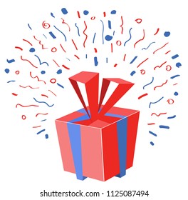gift colorful box birthday holiday celebration confetti surprise white background illustration desidn art vector