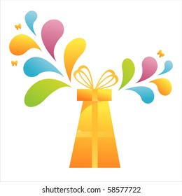 gift with colorful splash