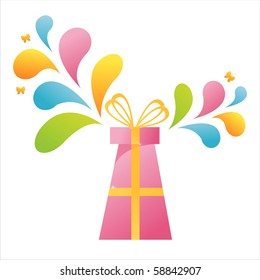 gift with colorful splash