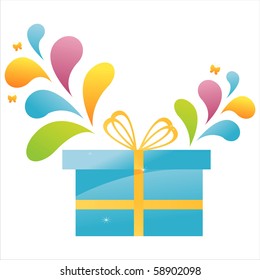 gift with colorful splash