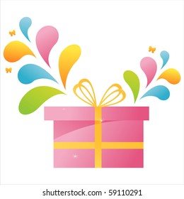 gift with colorful splash
