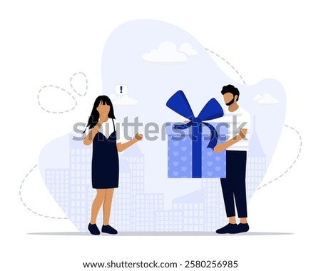 Gift concept illustration. Suitable for landing page, ui, web, App intro card, editorial, flyer, and banner.