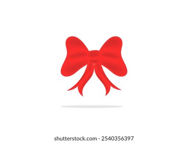 Gift concept. Red bow and ribbons for Valentine's day, Birthday, Christmas and New Year present on white background.