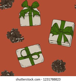 Gift and cone seamless pattern