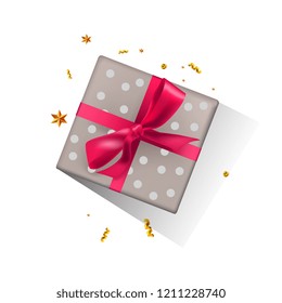 gift and confetti vector realistic illustration isolated on white background illustration