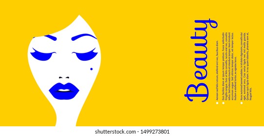 Gift coupon of beauty salon, voucher, flyer with beautiful girl, certificate. Vector design