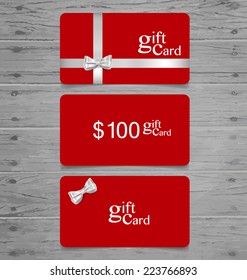 Gift coupon with gift bows and ribbons. Vector illustration.