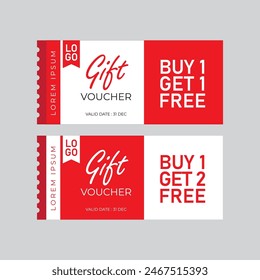 Gift Coupon with code QR code red coupon BOGO, 30% 40% 50% 60% off coupon voucher discount coupon red and white