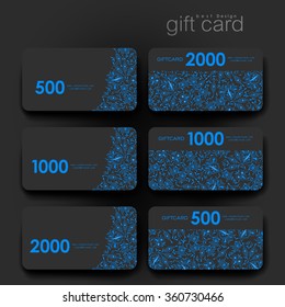 Gift coupon, discount card template with  floral ornament background. Creative layout design