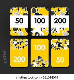Gift coupon, discount card template with abstract background. Creative layout design