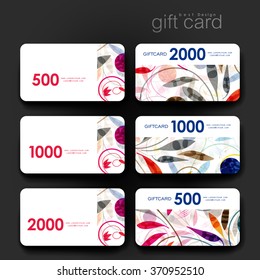 Gift coupon, discount card template with  floral ornament background. Creative layout design