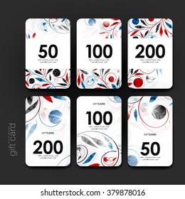 Gift coupon, discount card template with  floral ornament background. Creative layout design
