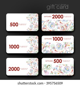 Gift coupon, discount card template with  floral abstract background. Creative layout design