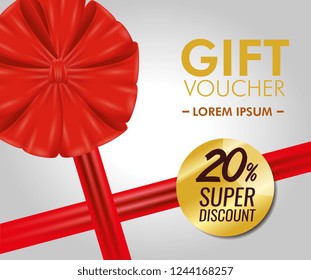 gift coupon discount with ribbon bow
