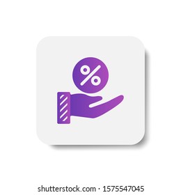 gift coupon receive round icon in solid/glyph with stripes style in purple smooth gradient background, suitable for mobile and web UI, app button,  infographic, etc