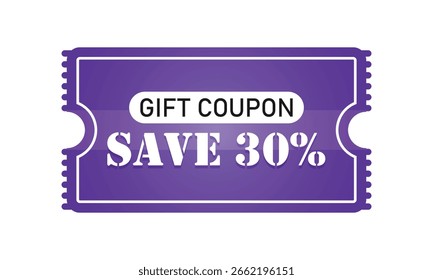 Gift Coupon – Save 30% Purple Promo Ticket