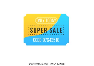 Conjunto de Cupón de regalo con cupón de descuento de etiqueta amarilla Tarjeta de papel Anuncio Tijeras Código azul Marketing comercial Compras Promoción especial Porcentaje de ahorro Tienda de recorte Boletos de compra plana.
