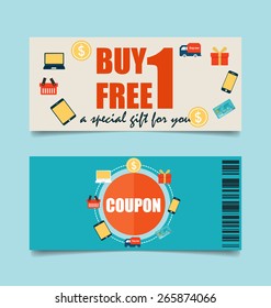Gift coupons with Business concept, Infographics background. Vector illustration.