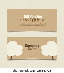 Gift coupons with nature background. Vector illustration.