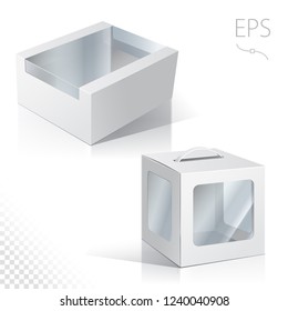 Gift craft Box. Blank Package Box with a transparent plastic window. Fold pack
