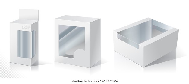 Gift craft Box. Blank Package Box with a transparent plastic window. Fold pack