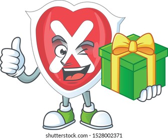With gift cross shield in the cartoon character