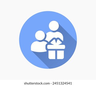 Gift for customers flat icon. Simple illustration with long shadow for graphic and web design.