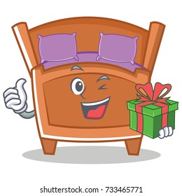 With gift cute bed character cartoon