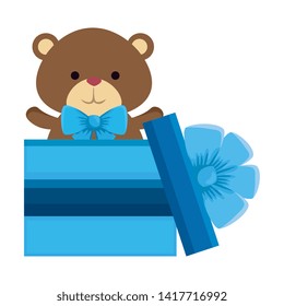 gift with cute little bear teddy and bowtie