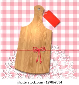 Gift of cutting board on the tablecloth