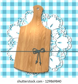 Gift of cutting board on the tablecloth