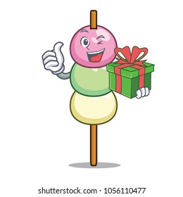 With gift dango mascot cartoon style