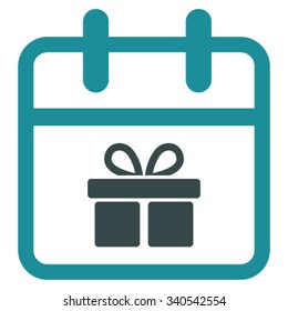 Gift Date vector icon. Style is bicolor flat symbol, soft blue colors, rounded angles, white background.