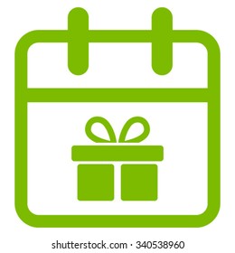 Gift Day vector icon. Style is flat symbol, eco green color, rounded angles, white background.