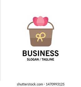 Gift, Decoration, Easter, Flower, Plant Business Logo Template. Flat Color. Vector Icon Template background