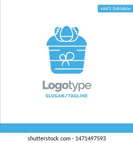 Gift, Decoration, Easter, Flower, Plant Blue Solid Logo Template. Place for Tagline