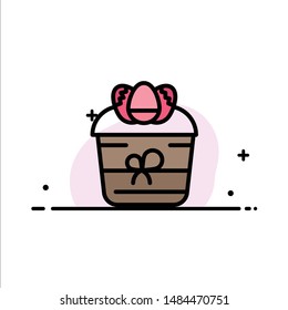 Gift, Decoration, Easter, Flower, Plant  Business Flat Line Filled Icon Vector Banner Template. Vector Icon Template background