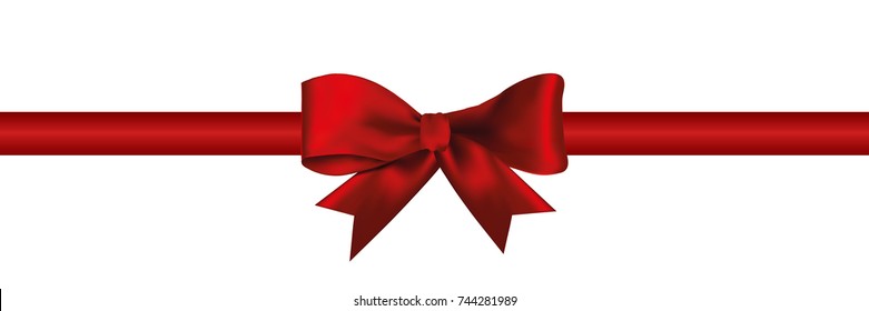 Gift decoration red ribbon - vector illustration