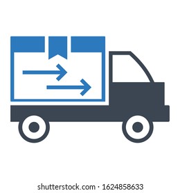 Gift Deliver Van on White Background,Shipping Delivery Van Concept, Supply Chain Vehicle with Container Vector Icon Design