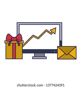 Gift delivery business tendency data blue lines