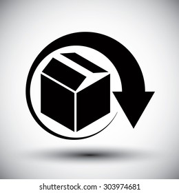 Gift delivery conceptual icon, simple single color new idea vector symbol.