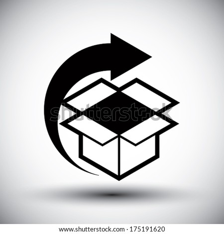 Gift delivery conceptual icon, simple single color new idea vector symbol.