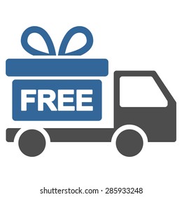 Gift delivery icon from Business Bicolor Set. Vector style: flat bicolor symbols, cobalt and gray colors, rounded angles, white background.