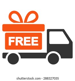 Gift delivery icon from Business Bicolor Set. Vector style: flat bicolor symbols, orange and gray colors, rounded angles, white background.