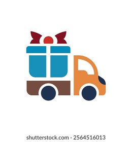 gift delivery icon on white background, vector illustration